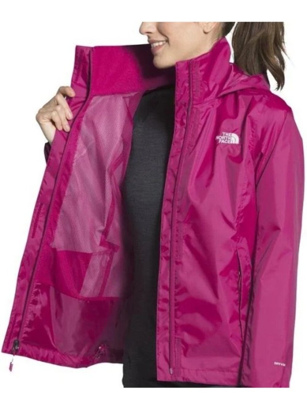 The North Face Women's Magenta HyVent Rain Resolve Jacket Size Small 2618 - Picture 8 of 15